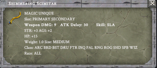 SHIMMERING SCIMITAR item card